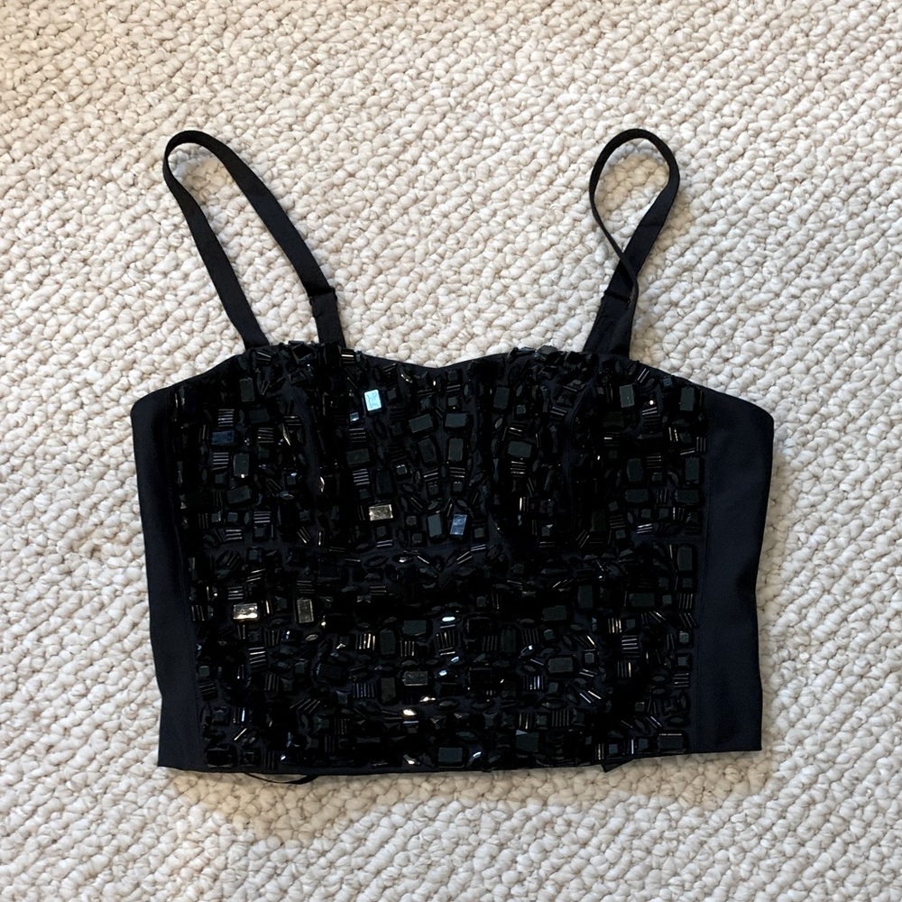 Phoebe Couture Black Jeweled bodice top